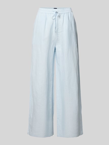 Produktfoto, Weite Hose aus Leinen-Mix mit Tunnelzug von Tommy Jeans in Two-Tone-Optik, Loose-Fit Passform, Logo-Stitching, seitliche Eingrifftaschen, aufgesetzte Gesäßtaschen, Textur: leicht strukturiert