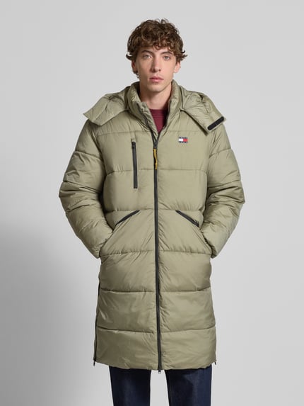 Tommy Jeans Regular fit gewatteerde lange jas met labelstitching, model 'VAIL' Olijfgroen - 4
