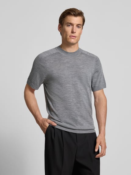 Selected Regular Fit T-Shirt aus reiner Wolle Mittelgrau 4
