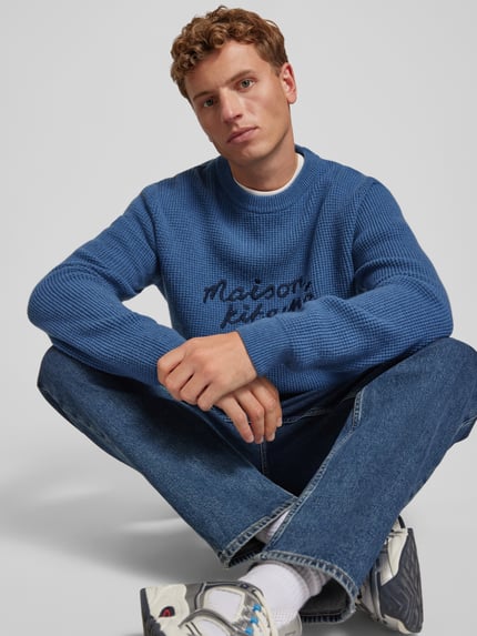 MAISON KITSUNÉ Sweatshirt met labelstitching Oceaanblauw - 3