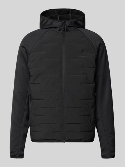Produktfoto, Hybrid Jacke mit Kapuze Modell 'PERFECT' von JACK & JONES in Schwarz, gerader Schnitt, seitliche Reißverschlusstaschen, glatte Struktur