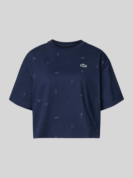 Produktfoto, Oversized T-Shirt aus katoenmix van Lacoste, look: effen, regular fit, tennisprint en logopatch, ronde hals, korte mouw, rompzoom met zijsplitten
