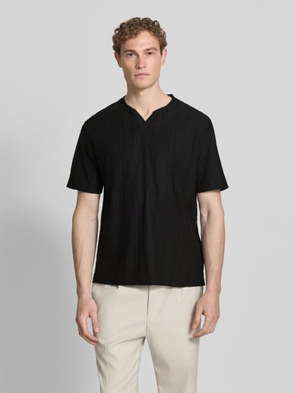 Antony Morato T-Shirt mit Strukturmuster und V-Ausschnitt Black 4