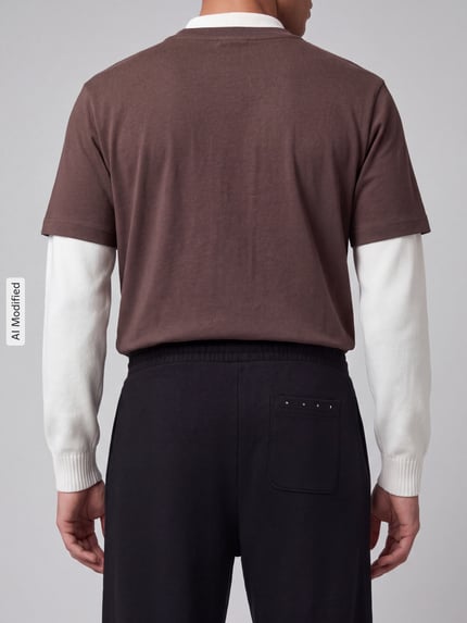 Męskamodel nosi Relaxed Fit Sweathose aus reiner Baumwolle Modell 'Devropant' od HUGO, szerokie spodnie, czarne, gładka faktura, Herren Weite Hose von HUGO, widok całej sylwetki z tyłu, KI-modifiziertes Bild
