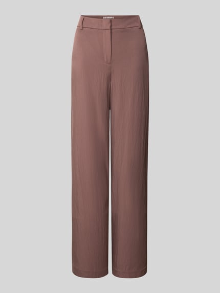 Produktfoto, Hose mit französischen Eingrifftaschen von Christian Berg Woman Selection, brauner Viskose-Mix, Loose-Fit, strukturierte Oberfläche, Haken- und Reißverschluss, Gesäßtaschen, Bundweite 39 cm, Innenbeinlänge 81 cm, Größe 36.