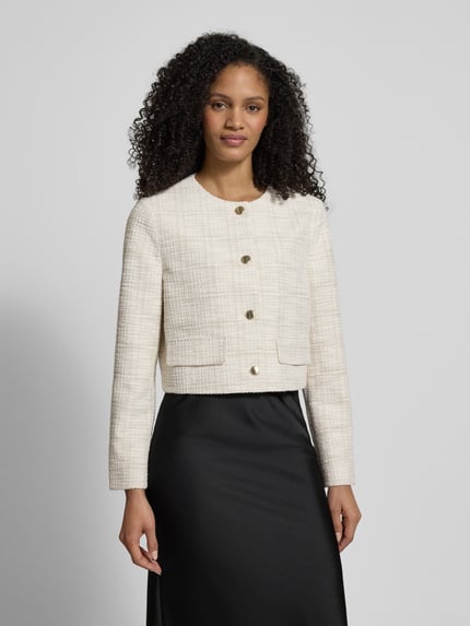 s.Oliver BLACK LABEL Boxy fit korte blazer met Katoen-anteil Offwhite - 4
