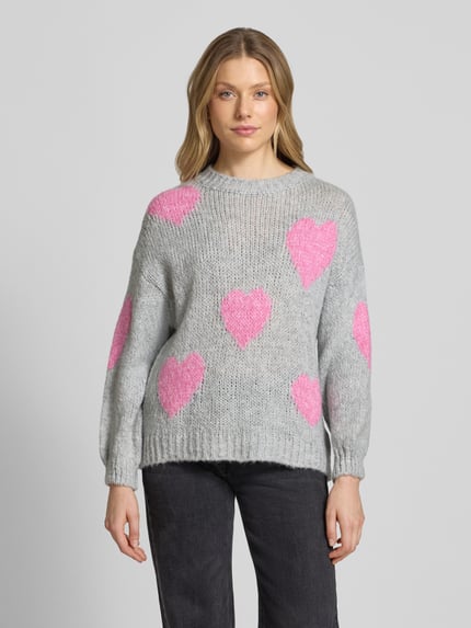 ZABAIONE Gebreide pullover met ronde hals, model 'Bo44nita' Middengrijs - 4