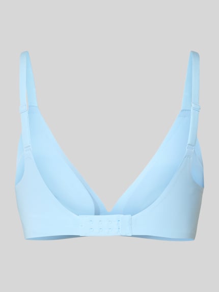 Produktfoto, lichtblauwe dames bh met haakjessluiting, verstelbare spaghettibandjes, elastische materiaalmix, BH met verstellbare bandjes model 'Zero' van Sloggi