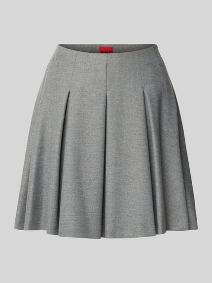 HUGO Spódnica mini o kroju regular fit z flaneli model ‘RADINA’ Jasnoszary melanż 2