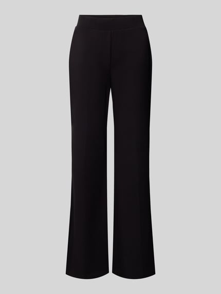Produktfoto, Flared Cut Hose mit elastischem Bund von Christian Berg Woman, schwarze Farbe, Material-Mix mit Viskose-Anteil, Gesäßtaschen, strukturierte Oberfläche
