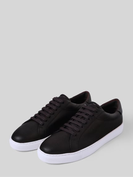 JOOP! SHOES Sneakersy ze skóry bydlęcej nappa z wytłoczonym logo Ciemnobrązowy 1