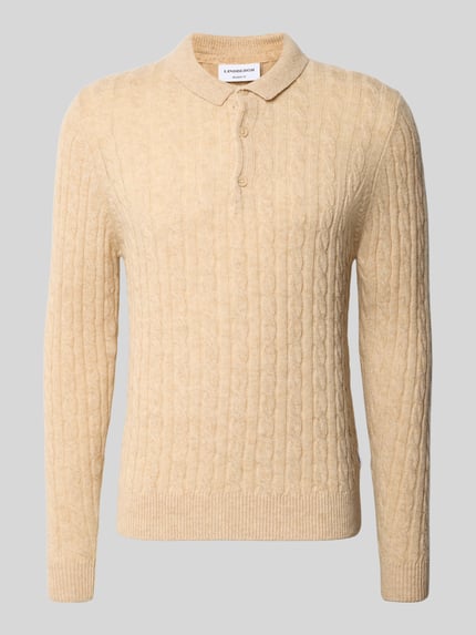 Lindbergh Strickpullover aus Leinen-Mix mit Polokragen Sand 2