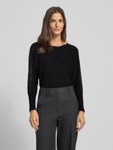 Apricot Strickpullover mit Ziersteinbesatz Black 4