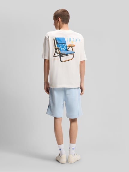 HUGO Blue regular fit T-shirt met rugprint model 'NULAXO' Offwhite - 5