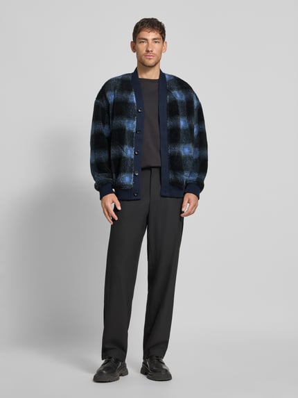 Scotch & Soda Kardigan o kroju regular fit z dekoltem w serek model ‘Polar’ Ciemnoniebieski 1