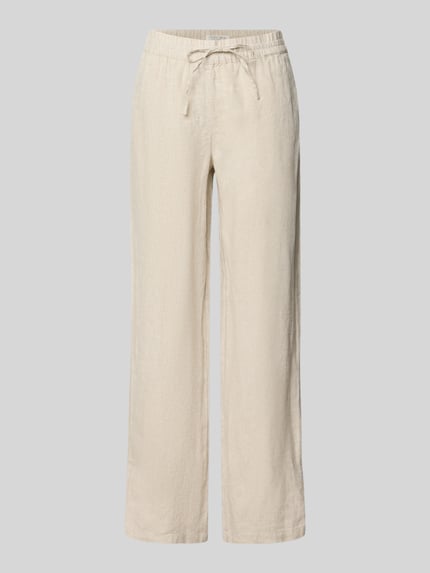 Produktfoto, Leinenhose mit elastischem Bund und Gesäßtaschen von Christian Berg Woman aus Reine Leinen, Regular-Fit, hellbeige Struktur.
