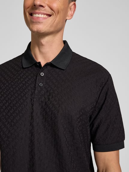 Armani Exchange Koszulka polo o kroju regular fit z listwą guzikową Czarny 3