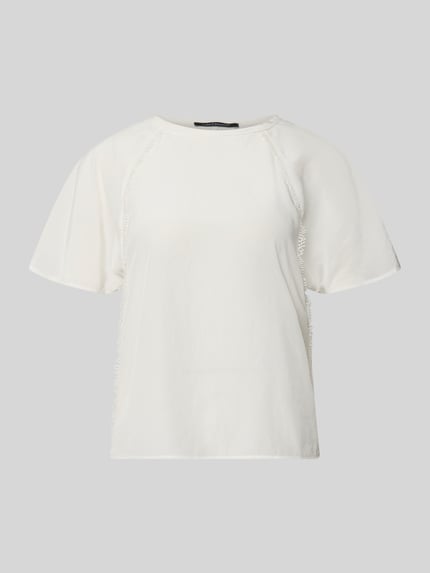 Produktfoto, Relaxed Fit T-shirt met siergarnering van Luisa Cerano, dames T-shirt, ronde hals, met korte mouwen, ruglengte maat 36: 55 cm, mouwlengte maat 36: 20 cm, effen wit, zachte stof