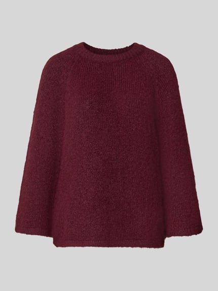 Produktfoto, Strickpullover mit Raglanärmeln van FREE/QUENT, Materiaalmix met wol, recht model, ronde hals, bordeauxrood, zachte textuur