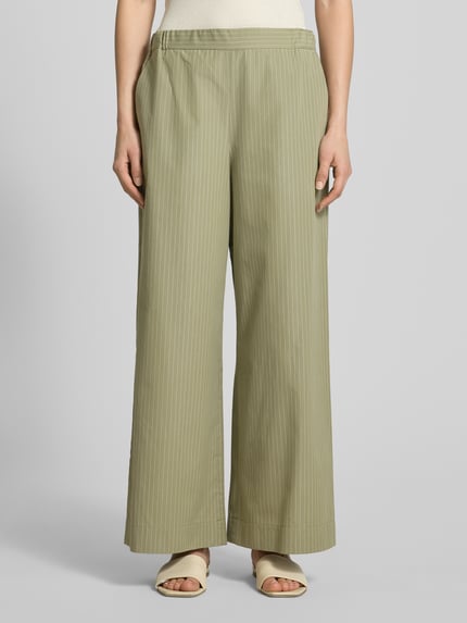 MM by Max Mara Wide leg broek met elastische band, model 'ARLEY' Kaki - 4