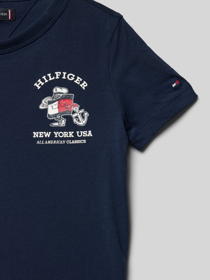 Tommy Hilfiger Kids T-shirt z okrągłym dekoltem model 'FLAG FUN’ Granatowy 2