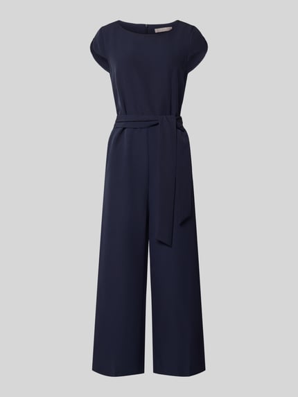 Produktfoto, Jumpsuit mit Bindegürtel von Christian Berg Woman Selection, granatowy, materiał z dodatkiem stretchu, krój regular fit
