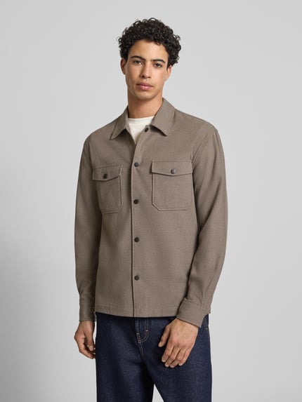 ONLY & SONS Regular fit overhemdjack met viscose, model 'MARK' Lichtbruin - 4