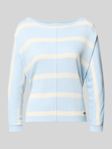 Produktfoto, Boxy Fit Strickpullover aus Viskose-Mix Modell 'ALBERTA' von Pepe Jeans in hellblau-creme, Struktur-Muster, Strickoptik