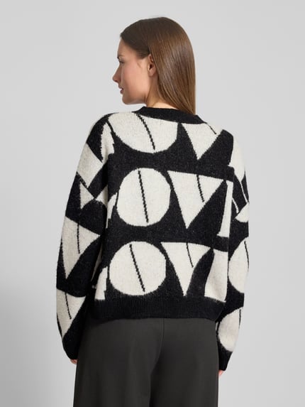 VERO MODA Regular fit gebreide pullover met wol, model 'LOVE' Zwart - 5