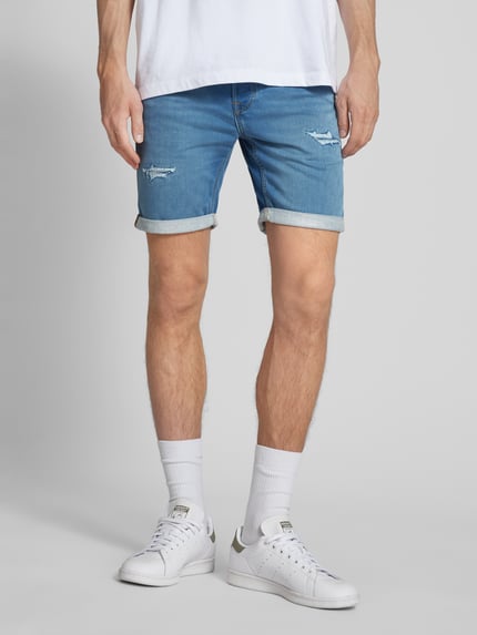 JACK & JONES Szorty jeansowe o kroju regular fit z przetarciami model ‘RICK’ Niebieski 4