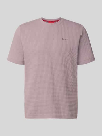 Produktfoto, Regular Fit T-Shirt aus Baumwoll-Mix Modell 'AUSTIN' von HUGO in Waffelstruktur, unifarben, Rundhals, kurzarm, Label-Stitching.