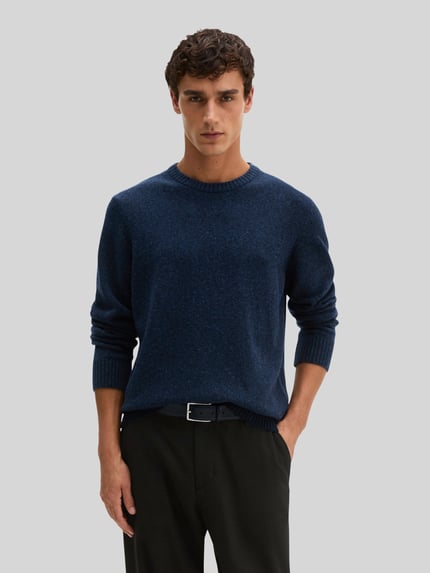 Marc O'Polo Pullover mit Tweedstruktur Dunkelblau 4