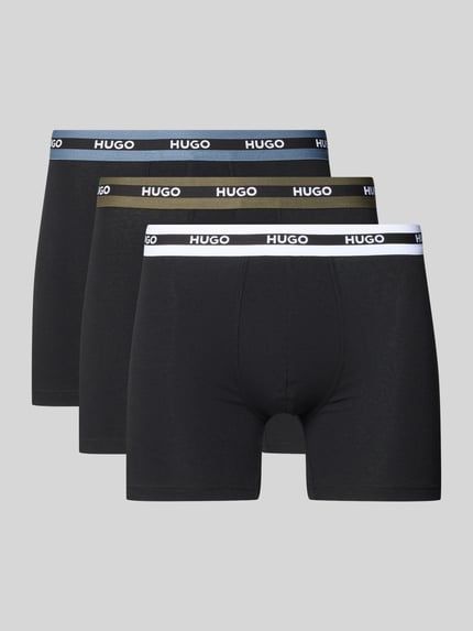 HUGO Obcisłe bokserki z mieszanka bawełny w zestaw 3 szt. Czarny 1