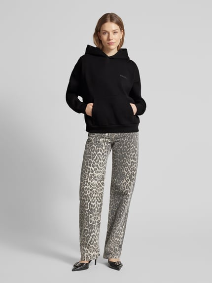REVIEW Oversized Hoodie mit Label-Print Black 1
