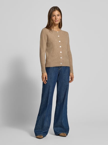 Christian Berg Woman Cardigan aus Wolle mit Rundhalsausschnitt Camel 1