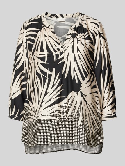 Milano Italy Relaxed Fit Bluse mit Tunikakragen Black 2