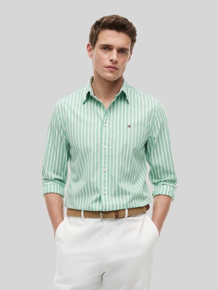 Tommy Hilfiger Regular Fit Freizeithemd aus reiner Baumwolle Hellgruen 4