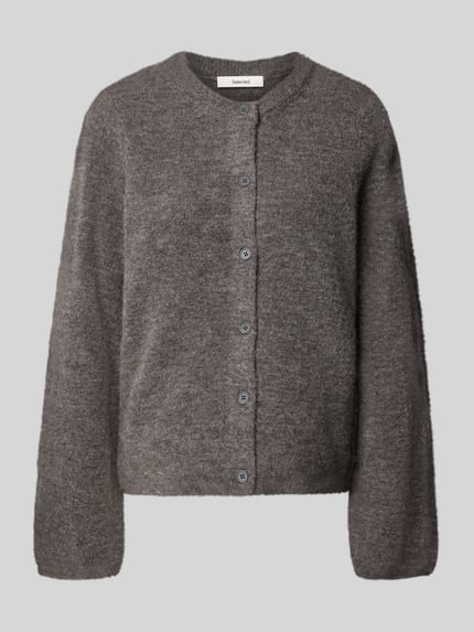 Produktfoto, gebreid jack Regular Fit Strickjacke aus Woll-Mix mit Alpaka-Anteil Modell 'LULU NEW' van Selected Femme, look: effen, regular fit, knoopsluiting, crew neck, lange mouw, mouwboord en rompzoom geribd, materiaalverwerking: knitwear, materiaal: wolmix