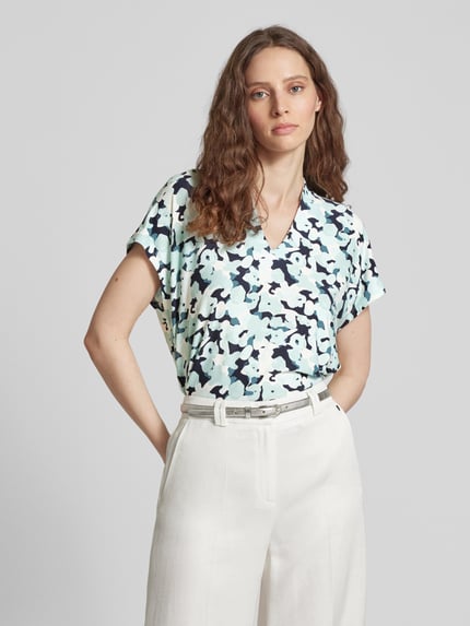 Tom Tailor T-Shirt mit Allover-Muster und V-Ausschnitt Marine 4