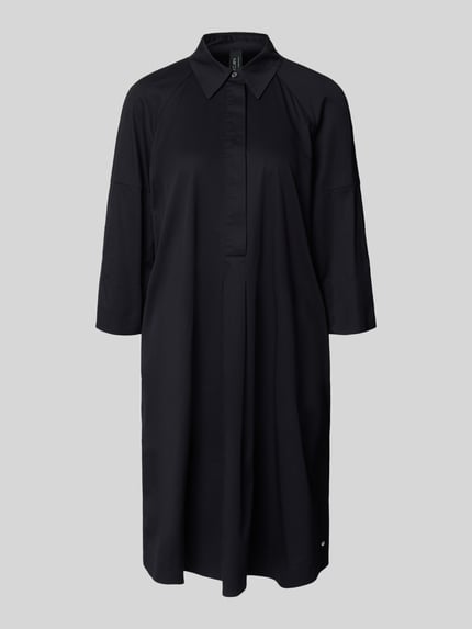 Produktfoto, Hemdblusenkleid mit überschnittenen Schultern von Marc Cain in Schwarz, gerader Schnitt, verdeckte Knopfleiste, glatte Textur