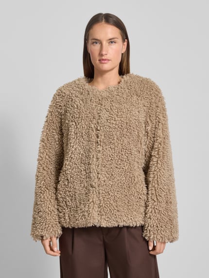 VILLA SOPHIE Jacke aus Teddyfell mit Rundhalsausschnitt Taupe 4