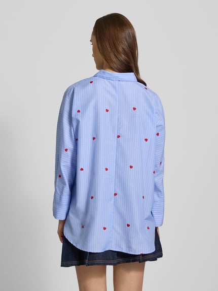 ONLY Regular Fit Hemdbluse mit Motiv-Stitching Modell 'NEW LINA GRACE' Bleu 5