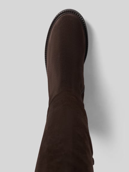 Produktfoto, dunkelbrauner Stiefel aus echtem Rindsleder Modell 'Perla' von Marc O'Polo, glatte Oberfläche, Damen Stiefel / Boots