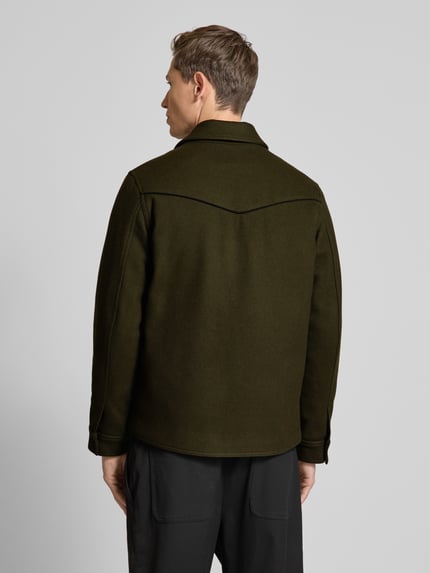 The Kooples Kurtka koszulowa z mieszanki wełny z kołnierzykiem typu kent Khaki 5