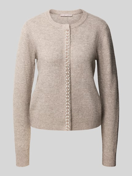 Christian Berg Woman Selection Strickjacke mit Ziersteinbesatz Camel Melange 1