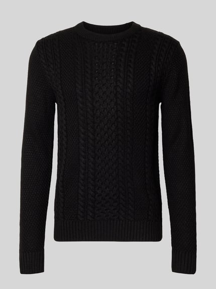 JACK & JONES Strickpullover mit gerippten Abschlüssen Modell 'PAUL' Black 2
