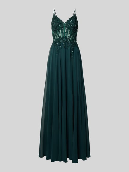LUXUAR FASHION Abendkleid mit Herz-Ausschnitt Dunkelgruen 2