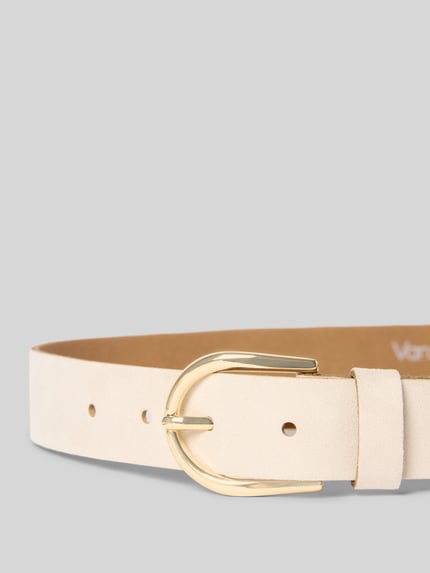 Produktfoto, Ledergürtel mit Dornschließe von Vanzetti aus echtem Leder in Beige, goldfarbene Schnalle, Breite 3 cm, glatte Textur