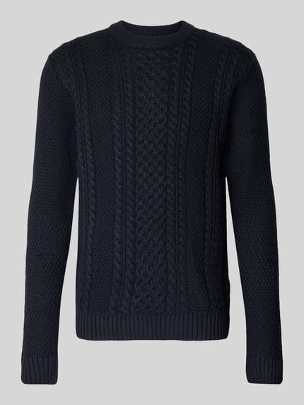 JACK & JONES Gebreide pullover met ribboorden, model 'PAUL' Marineblauw - 2