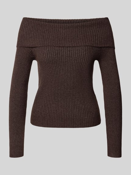 ONLY Pullover mit Carmen-Ausschnitt Schoko Melange 2